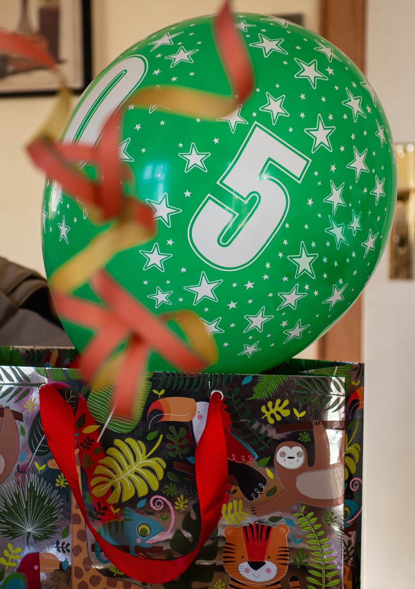 Kinder feiern Geburtstag mit Hüpfburg im Garten